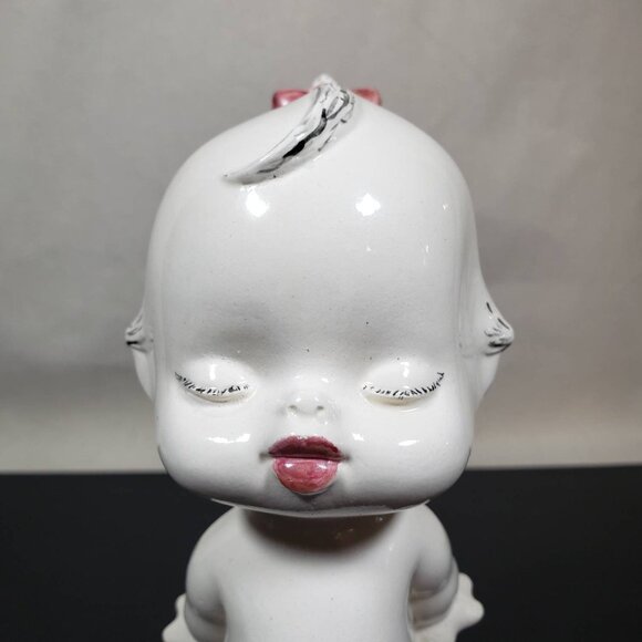 Kissing Baby Girl 8" Figurine | Vintage Ceramics | Nursery Decor - Picture 7 of 10